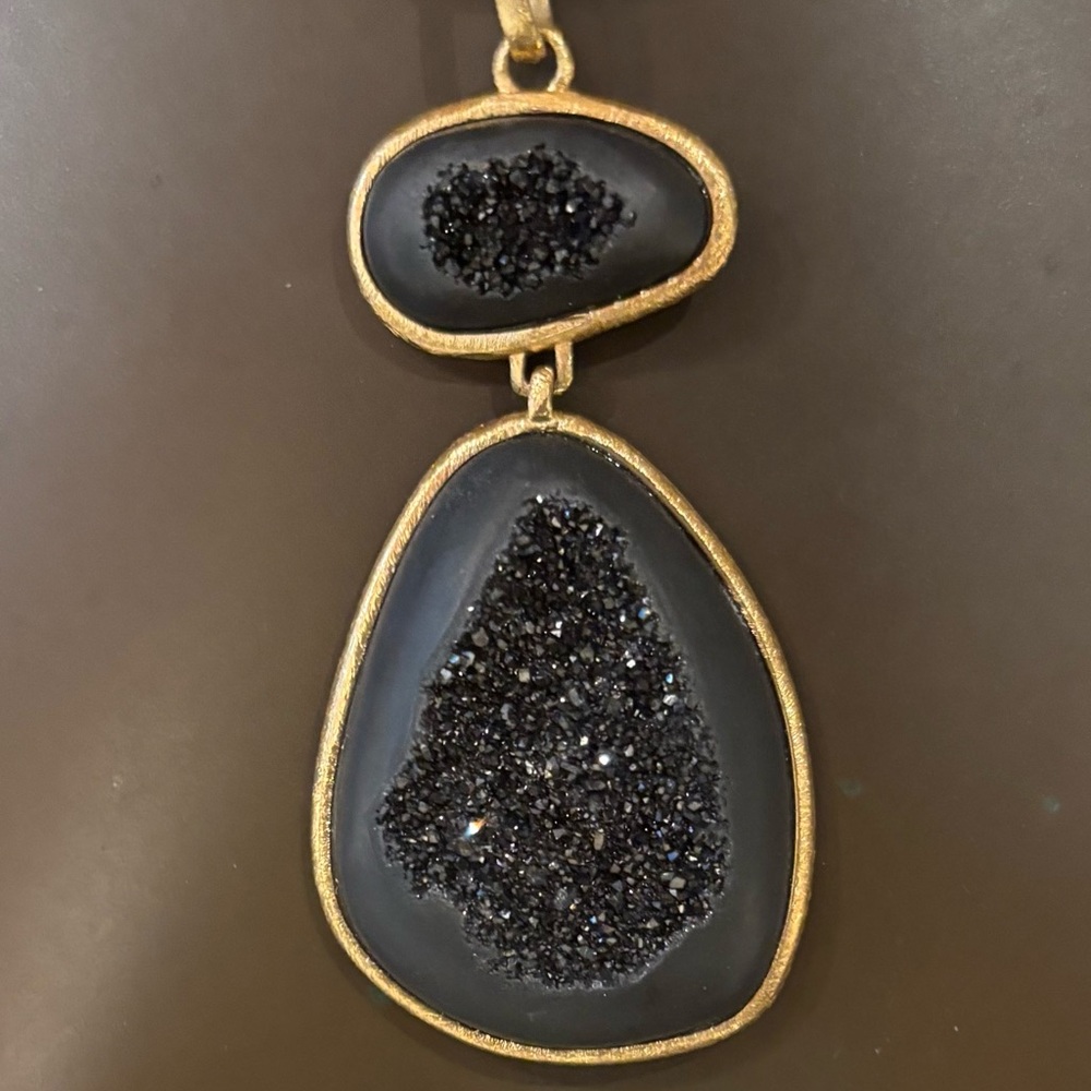 Black and Gold Druzy Style Pendant